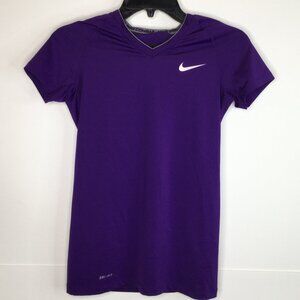 Nike Pro Purple V Neck Short Sleeve Tee Xs T-Shirt Gym Athletic